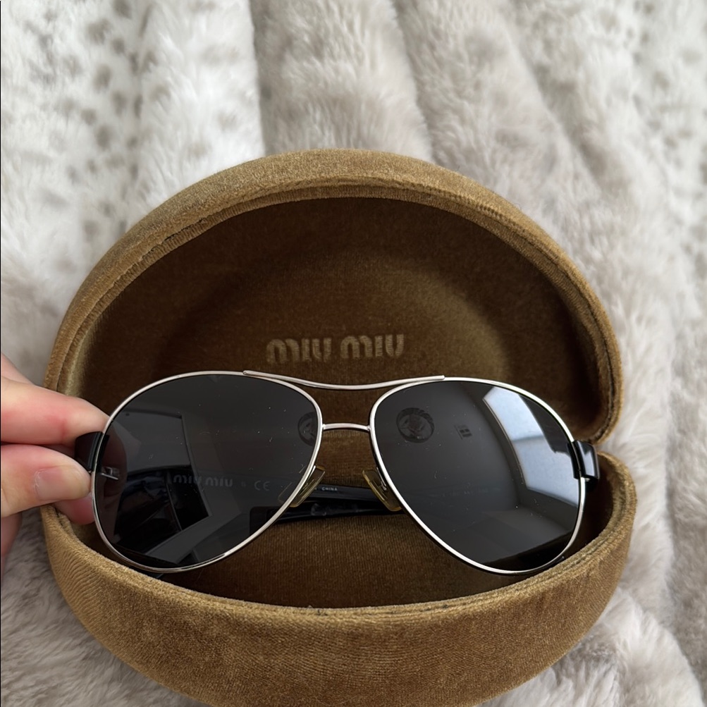 Miu Miu Smu56i Sunglasses With Case Silver Metal Frame | 1bc-1a1 135 3n